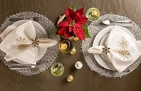 DII® Silver Round Polypropylene Woven Tinsel Placemat (Set of 6)