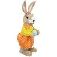 15" Orange & Green Standing Girl Rabbit with Easter Egg Figure