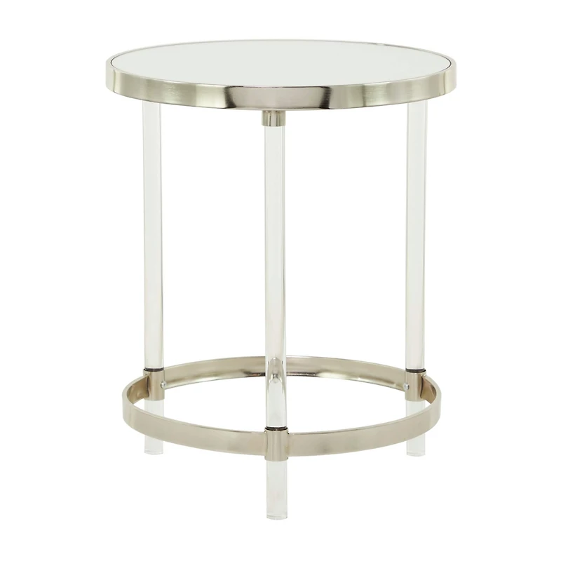 Silver Acrylic Contemporary Accent Table, 19" x 19" x 23"