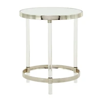 Silver Acrylic Contemporary Accent Table, 19" x 19" x 23"