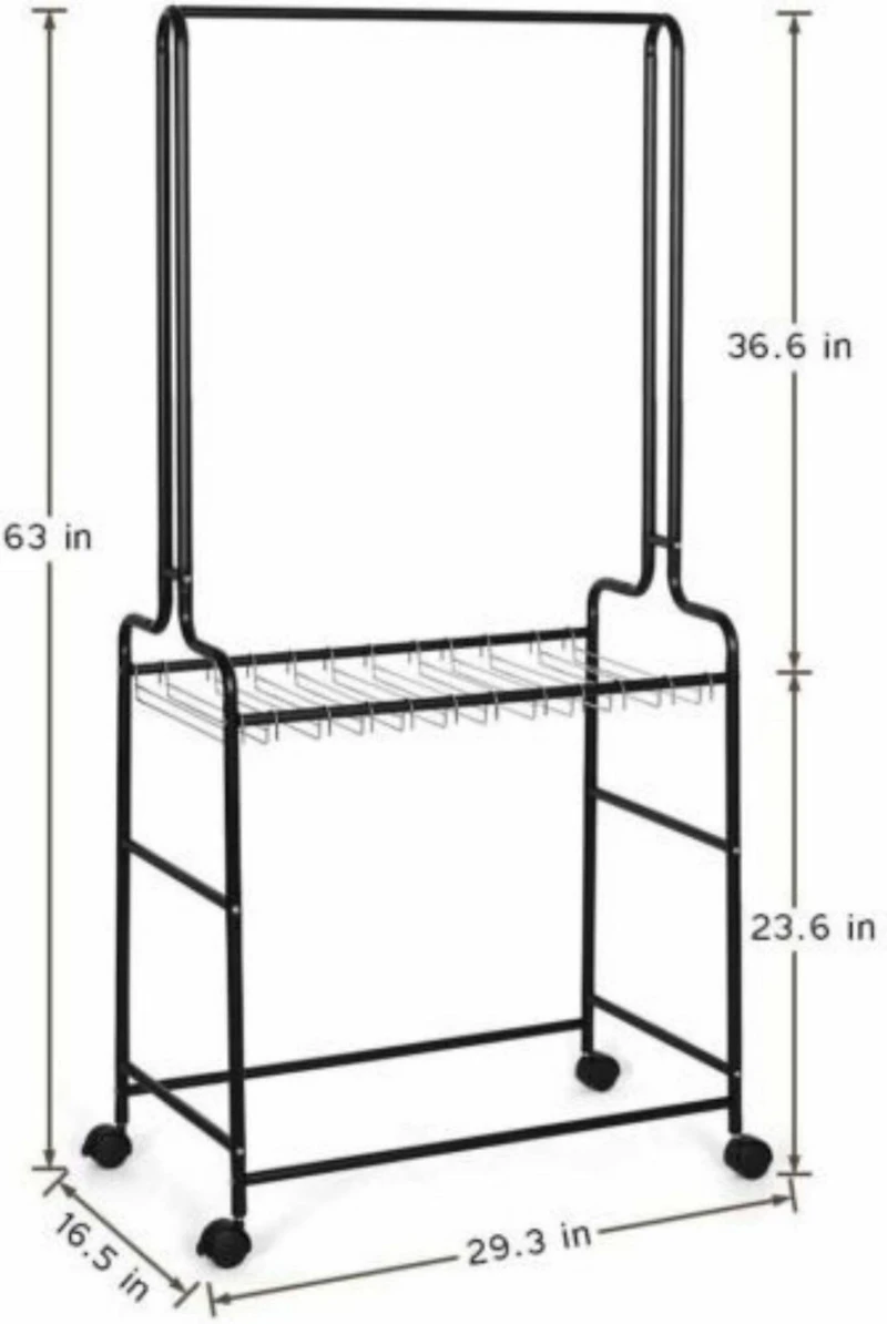 NEX™ Black 2-Tier Heavy Duty Rolling Metal Garment Rack