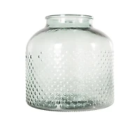 12.25" Green Spotted Glass Jar Vase