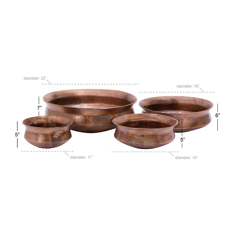 Copper Metal Rustic Planter Set