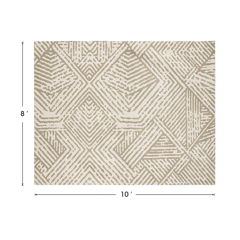 Glitzhome® 8ft. x 10ft. Ivory & Tan Geometric Area Rug