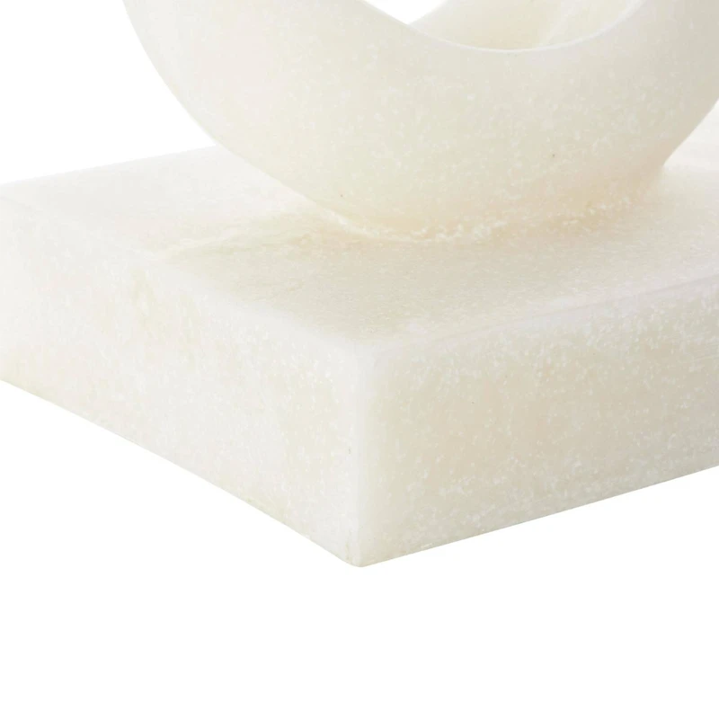 19.5" White Abstract Twisted Wave Polystone Sculpture with Elevated Base