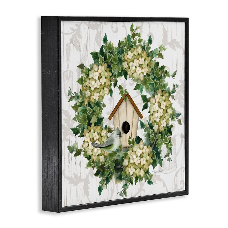 Stupell Industries Spring Birdhouse Wreath Framed Giclee Art