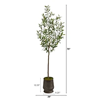 6ft. Olive Artificial Tree in Ribbed Metal Planter