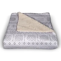 Gray Mudcloth Sherpa Fleece Blanket