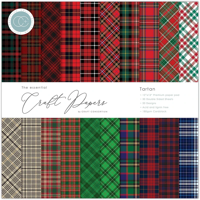 Craft Consortium Tartan Double-Sided Paper Pad, 12" x 12"