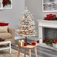 3ft. Pre-Lit Flocked Fraser Fir Artificial Christmas Tree with Warm White LED Lights