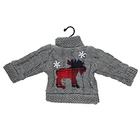 Ugly Sweater with Plaid Moose Christmas Ornament - 9" - Gray