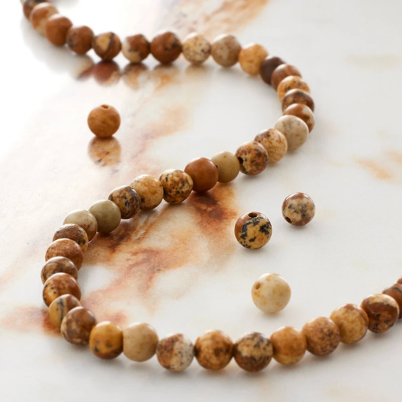 Brown Picture Jasper Round Beads by Bead Landing