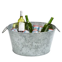 Mind Reader 10'' Medium Round Galvanized Steel Beverage Tub with Handles