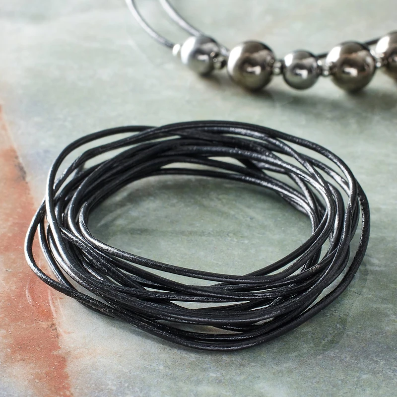 Black Leather Cord Kit & Findings Necklace Kit by Bead Landing™
