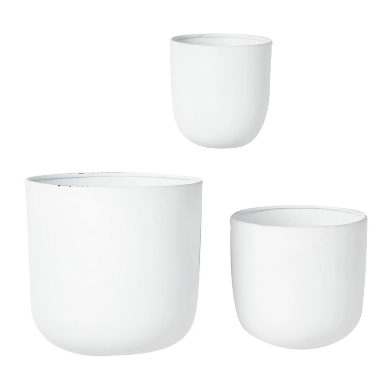 White Metal Contemporary Planter Set