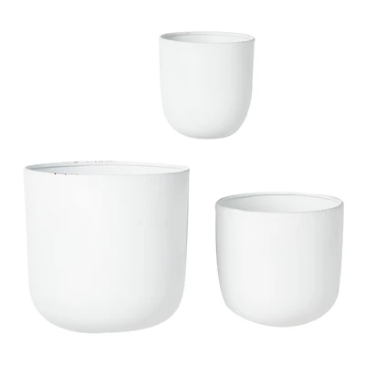 White Metal Contemporary Planter Set