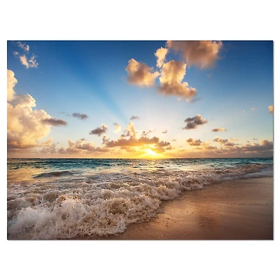 Designart - Sunrise on Beach of Caribbean Sea