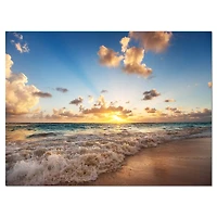 Designart - Sunrise on Beach of Caribbean Sea