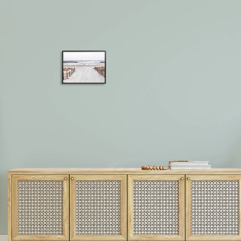 Stupell Industries Beach Wave Shoreline Foggy Horizon Framed Giclee Art