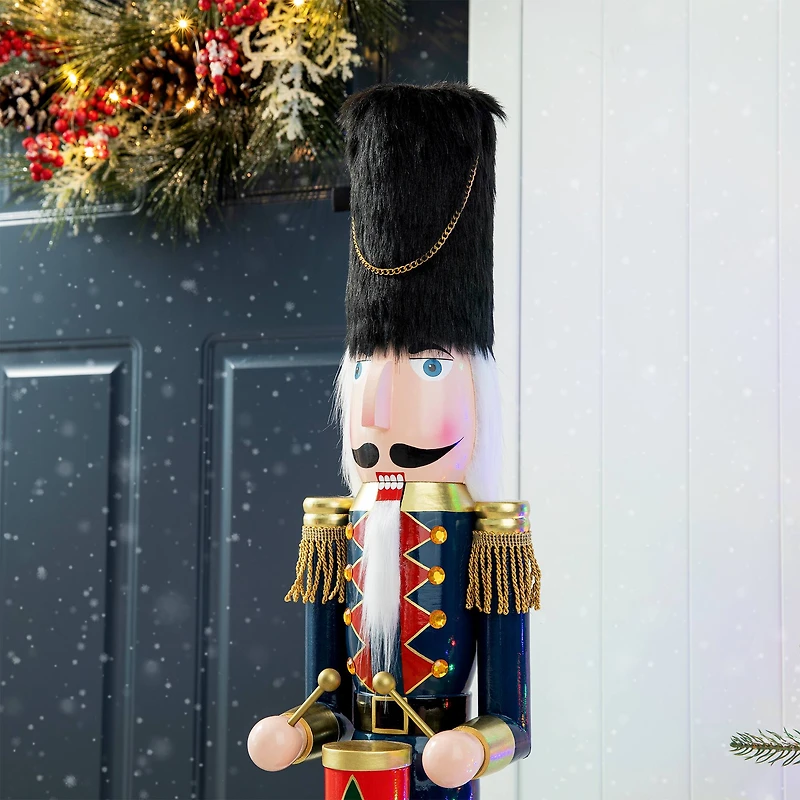 Glitzhome® 3ft. Wooden Christmas Drummer Nutcracker
