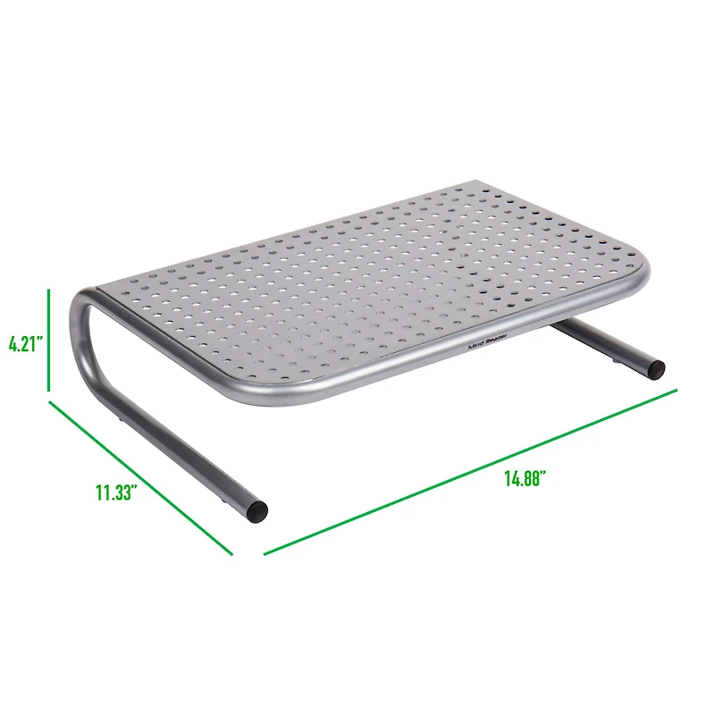 Mind Reader Silver Metal Monitor Riser Stand Set