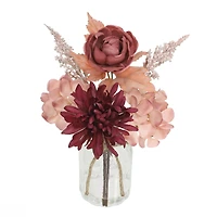 12" Burgundy & Blush Mum & Hydrangea in Glass Container by Ashland®