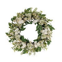 30" White Mum & Daisy Floral Spring Wreath