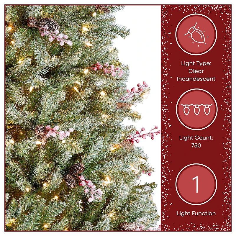 7.5ft. Pre-Lit Snowy Dunhill® Fir Artificial Christmas Tree, Clear Lights