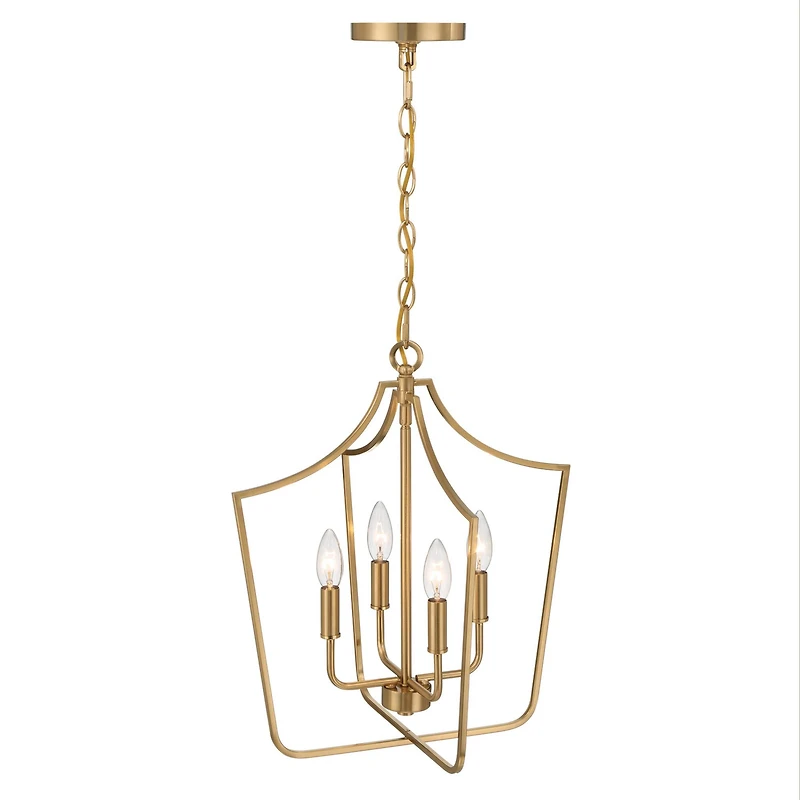 Hello Honey® Constance Brushed Gold Tapered Metal 4-Light Candelabra Chandelier Style Ceiling Light