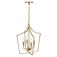 Hello Honey® Constance Brushed Gold Tapered Metal 4-Light Candelabra Chandelier Style Ceiling Light