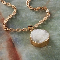 Dyed Druzy Quartz Round Pendant by Bead Landing