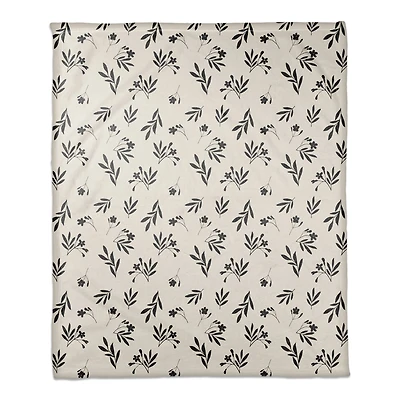 Simple Black Floral 50" x 60" Coral Fleece Blanket