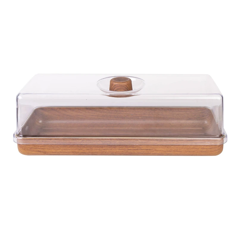 Luxe Party Mahogany Collection Bread & Cake Tray with Cover