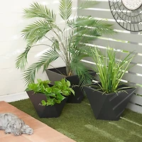 Grey Modern Planter, Set of 3" 18", 16", 15"