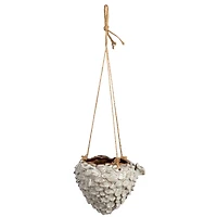 Hello Honey® 7.5" Ivory Hanging Stoneware Seashell Planter with Rope