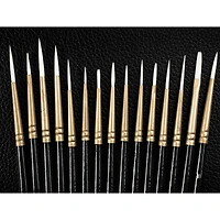 Arteza® Handmade Taklon Hair 15 Piece Miniature Detail Paint Brush Set
