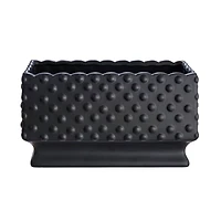 Hello Honey® 11" Black Ceramic Hobnail Planter with Scalloped Edge