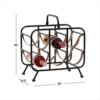 16" Black Metal Contemporary Wine Rack