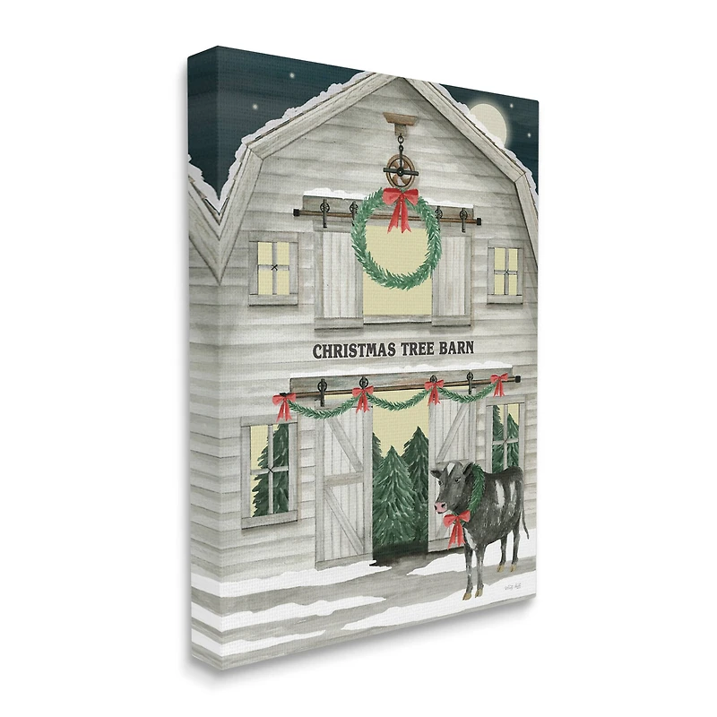 Stupell Industries Christmas Tree Barn Rural Countryside Canvas Wall Art