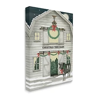 Stupell Industries Christmas Tree Barn Rural Countryside Canvas Wall Art