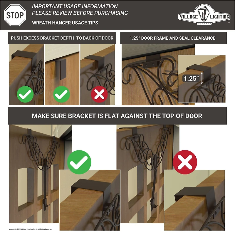 Village Lighting Adjustable Elegant Wreath Hanger