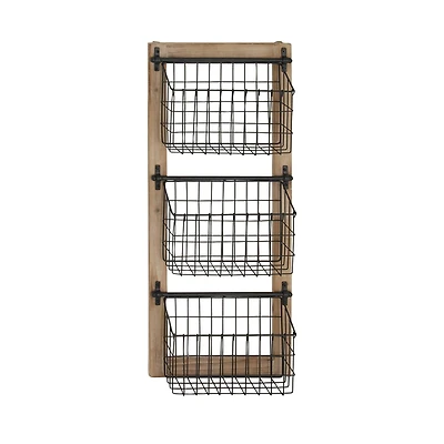 34" Black Metal Farmhouse Magazine Rack