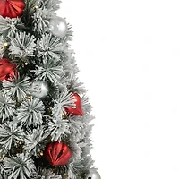 2ft. Pre-Lit Potted Snowy Bristle Pine Artificial Christmas Tree, Warm White LED Lights