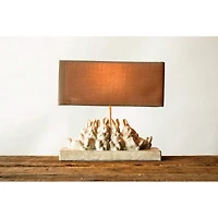 Hello Honey® 14" White and Sand Rabbit Table Lamp with Rectangle Linen Shade
