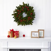 22" Pine, Pinecone & Berry Artificial Wreath