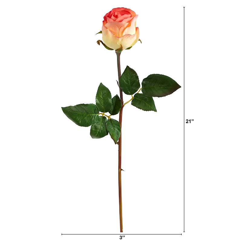 Peach Rose Bud Stem, 6ct.