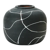 6.5" Black & White Terra Cotta Vase