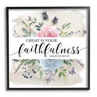 Stupell Industries Great Is Your Faithfulness Lamentations 3:23 Wild Florals Framed Wall Art