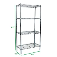 Mind Reader Alloy Collection Silver Adjustable 4-Tier Industrial Metal Storage Shelf