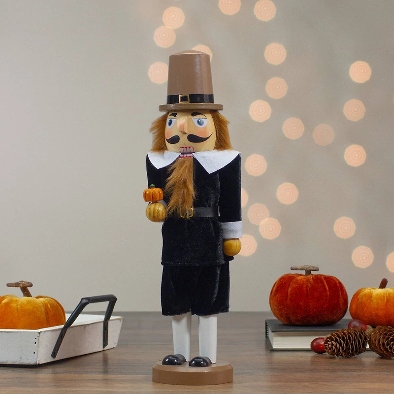 14" Wooden Pilgrim Fall Harvest Nutcracker